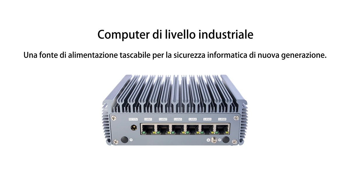 Mini PC industriale ChangFan 3865U – Processore Intel Celeron Dual-Core, design fanless a basso consumo, Soft Router e gateway per Edge Computing.