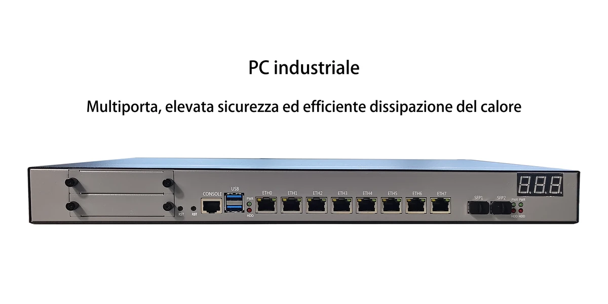 PC industriale rackmount 1U ChangFan 946-8L2S – 8 porte RJ45 2,5GbE e 2 porte SFP+ 10G; Soft Router ad alte prestazioni e appliance per la sicurezza di rete.
