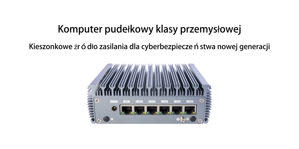 Przemysłowy minikomputer ChangFan 3865U – dwurdzeniowy procesor Intel Celeron, energooszczędna konstrukcja bez wentylatora, zastosowania jako soft router i bramka edge computing.